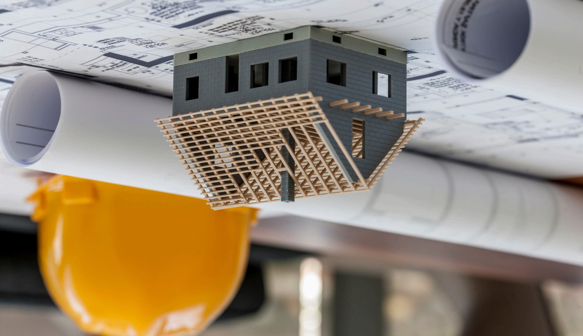 Architectural model and project blueprints
